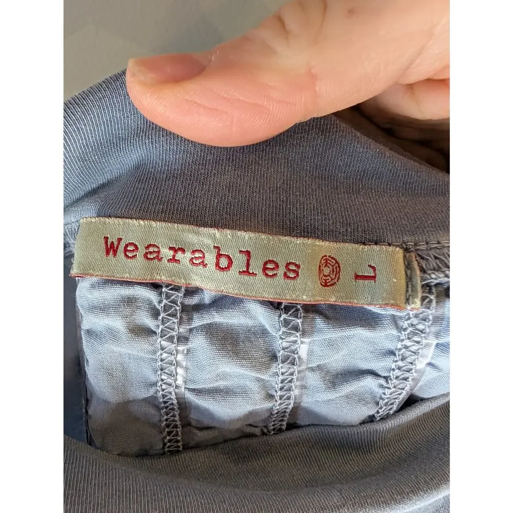 Wearables Gray Ruched Smocked Athletic Skirt Wide Waistband Large